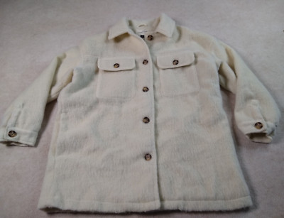 Universal Thread Wool Blend Jacket Womens XL White Shaggy Lined Washable EUC