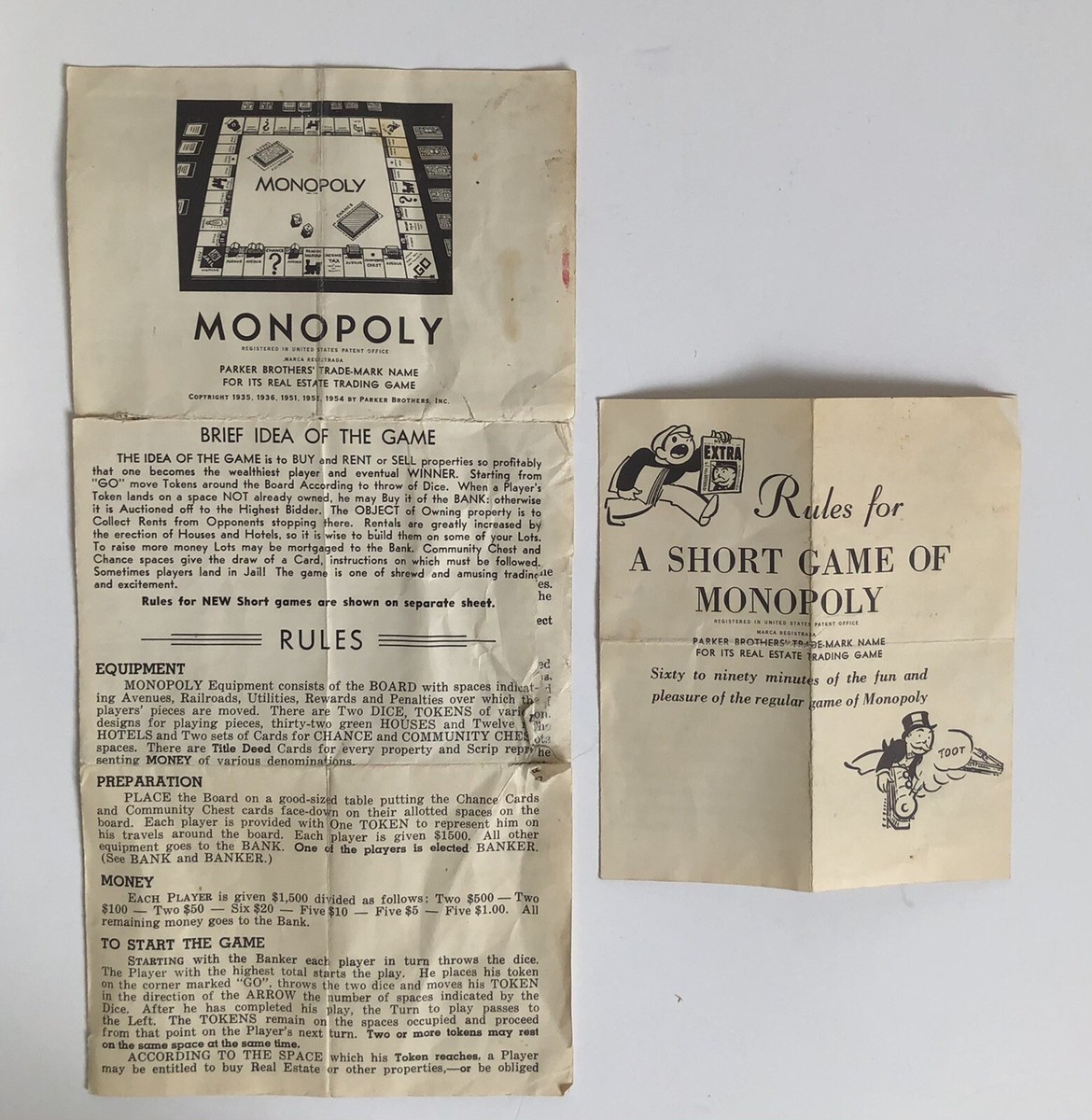 Vintage 1946 MONOPOLY Board Game W/ Wood Pieces Parker