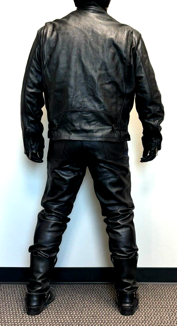 St John's Bay Heavy Weight Black Leather Biker Jacket Size XXL
