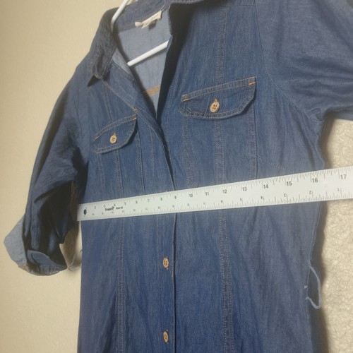 Kings Road Gr. S Damen blau Denim Maxikleid mit Knöpfen vorne Rollärmel - Bild 4 von 11
