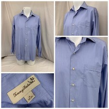 Tommy Bahama Dress Shirt 16 34/35 Blue Stripe 100 Cotton YGI N2-574