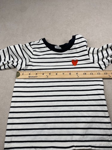 Hanna Andersson Top 5 110 Girls Black White Striped Heart Knit - Picture 6 of 8
