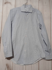 Calvin Klein Shirt Men's 15.5 Slim Fit White Blue Button Front Long Sleeve perfo