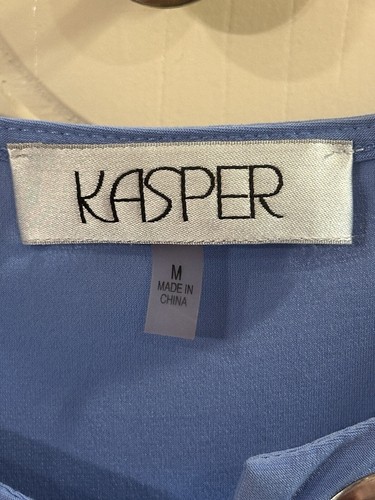 KASPER Women Stretch Comfy Polyester Tank Top Pleated Front Rich Slate Blue L - Picture 7 of 7