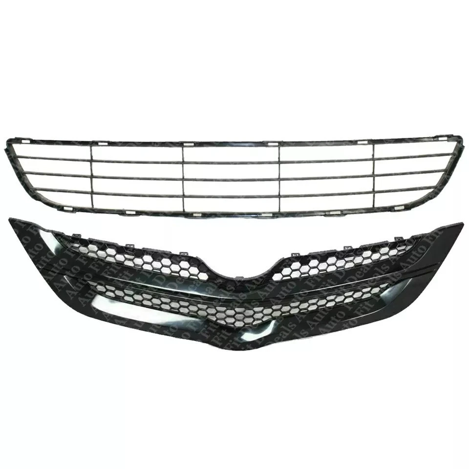 New Front Bumper Upper & Lower Grille Textured Black Fits 2007-2008 Toyota Yaris Foto 2 de 4