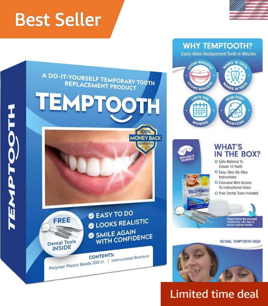 Patented Temporary Tooth Replacement Kit - Restore Your Smile Effortlessly
