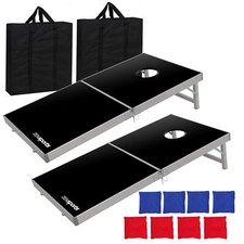 4' x 2' Portable Aluminum Bean Bag Toss Cornhole Board Game Set With Travel Case