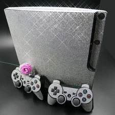 Shining Silver Bling Glitter Skin Sticker for PS3 Slim PlayStation 3 Slim skins