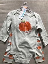 NWT Carter  s 9M Baby Halloween Long Sleeve One Piece Pumpkin Sleeper W Pants