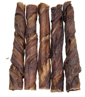 Pizzle Stick (15cm Thin) Wrapped In Biltong Natural Dog Chew Treat Bully Stick - Image 1 of 4