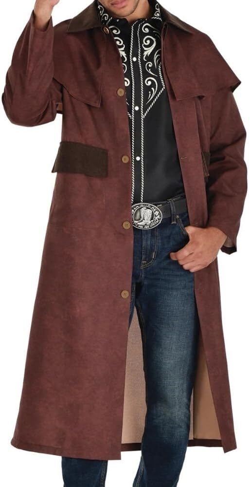 Cowboy Duster Jacket Brown Suit Yourself Fancy Dress Up Halloween
