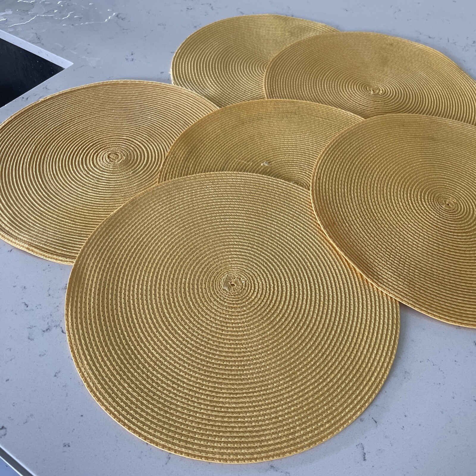 Set of 6 yellow round Sonoma placemats from Kohls. eBay