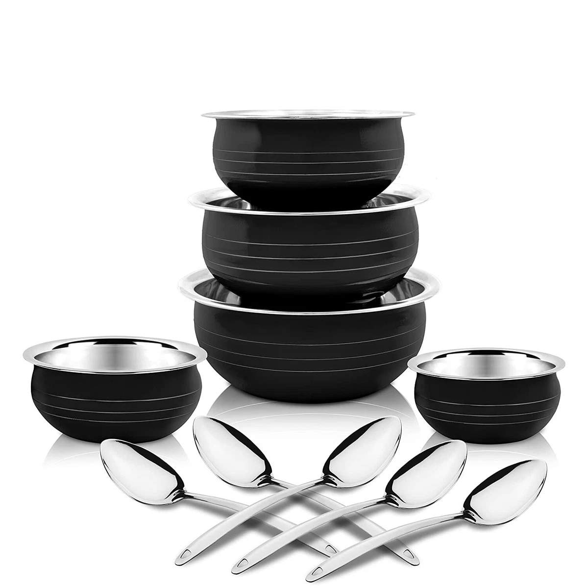 Stainless Steel Induction Bottom Cookware Handi Set Without Lid 5 Pcs