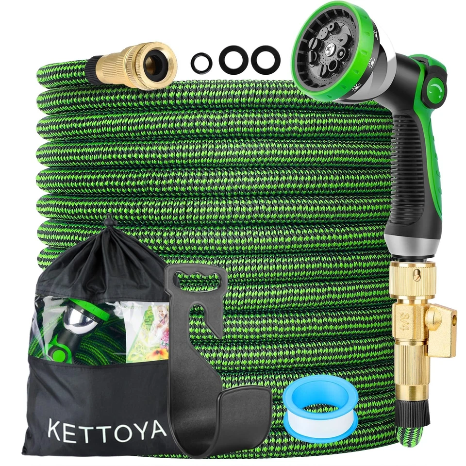 Kettoya 200 Fuß erweiterbares Gartenschlauchrohr 10 Muster Sprühdüse knickfrei - Bild 1 von 4