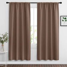 RYB HOME 42"x72" Mocha Light Blocking Curtains Drapes Panels Room Darkening Set 