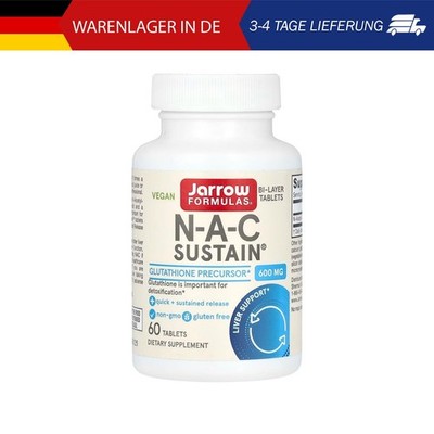 Jarrow Formulas, Vegan NAC Sustain, vegan, 600 mg, 60 Tabletten