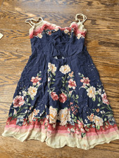 Farm Rio blue floral stomach cutout dress sz P