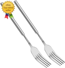2Pcs Extendable Fork, 8.7-26 Inch Extra Long Handle Telescopic Expandable Fo