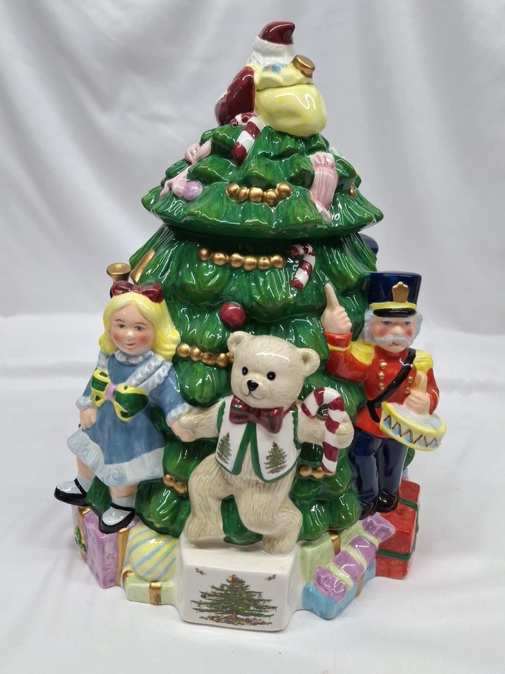 Spode Large Christmas Tree Cookie Jar Toys Bear Santa - Vintage - Image 3 of 4