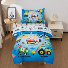 Construction Truck Toddler Bedding Set - Comforter, Sheets Pillowcase