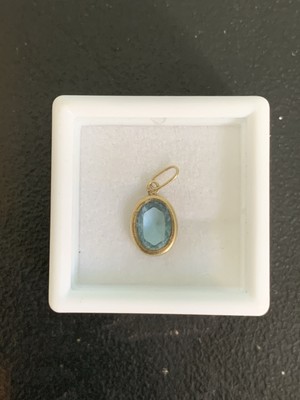 Pendentif, aigues-marines et diamants, 10K blanc - La Boîte à Bijoux