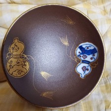 Laque japonaise, motif gourde, tasse à saké feuille d'or vendeur japonais Exc...