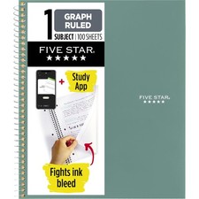 Five Star Spiral Notebook Study App, 1 Subject, Graph Ruled Paper, 8-1/2" x 11