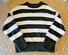 A New Day Women Y2K Fuzzy Sweater Drop Shoulder Boxy Monochrome Comfy Cozy Sz S