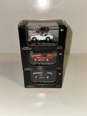 Malibu 1:87 Scale 1965 Shelby AC Cobra Diecast Cars lot of 3 White Red Black