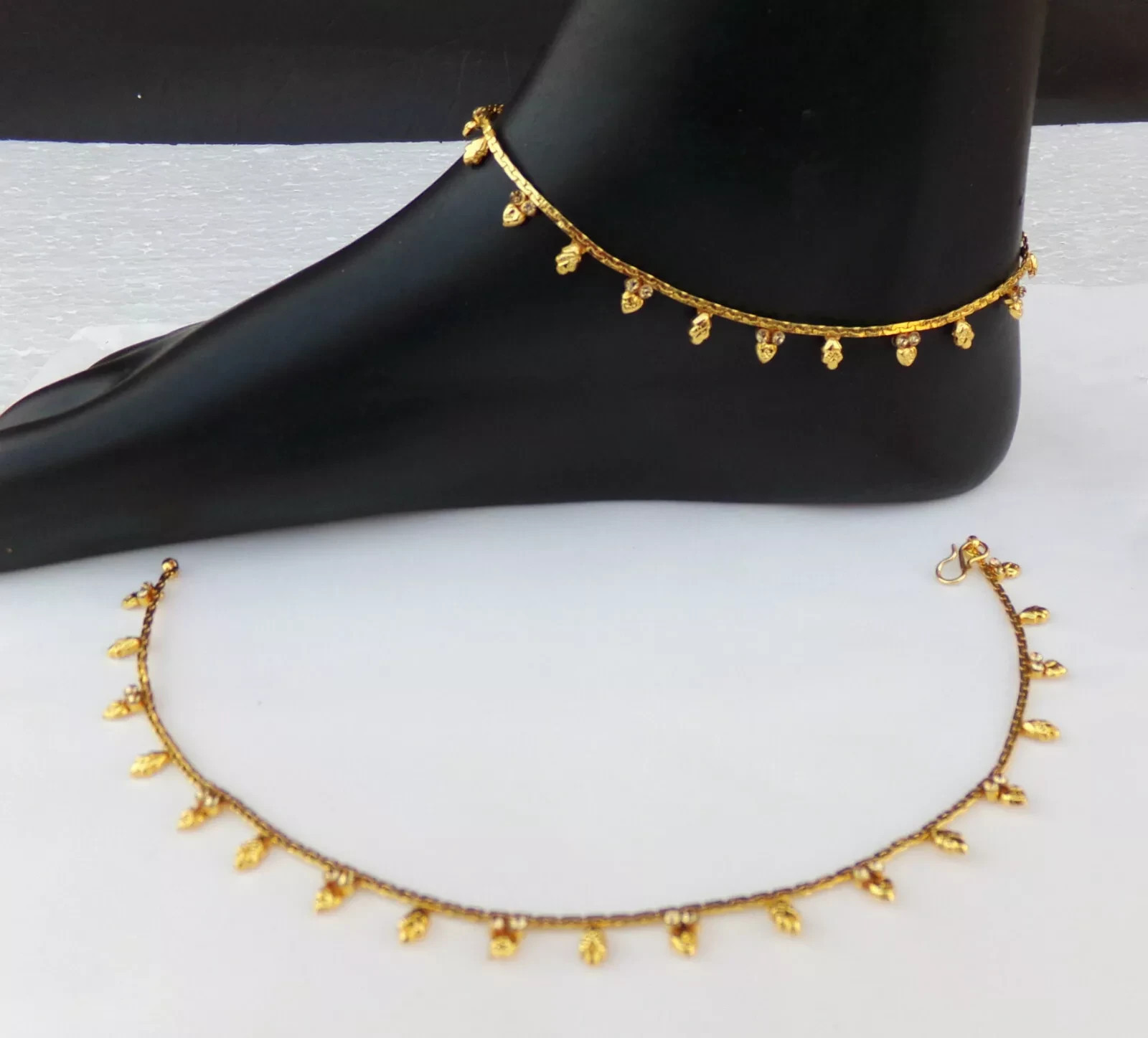 Indian Gold Plated Payal Foot Designer Chain Anklet Set Ethnic Fashion Jewelry