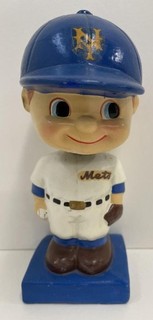 Vintage NEW YORK METS Baseball Nodder/Bobble Bobbin Head with Blue Base