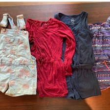 Girls Rompers Overalls Bundle of 4 Cherokee Jordache Art Class 6/6X GUC