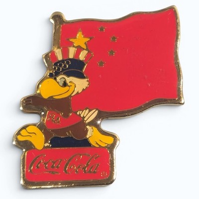 LA Summer Olympics Team People's Republic Of China Flag Sam Eagle Coca Cola Pin