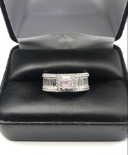 925 Sterling Silver Pink Topaz Gemstone Ladies Ring Size 8 Or 7