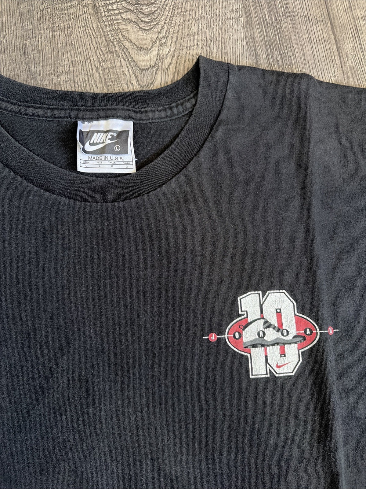 Vintage Nike Air Jordan Shirt Mens XL Black Jordan 10 Sole Graphic USA Made 90s thumbnail 2