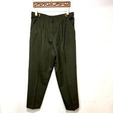 Vtg Counterparts Trousers Dark Green Pleated Front Tapered Pants Womens Size 10P
