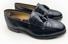 Vintage Bostonian Crown Windsor Black Leather Kilt/Tassel Loafers Men's Sz 9D