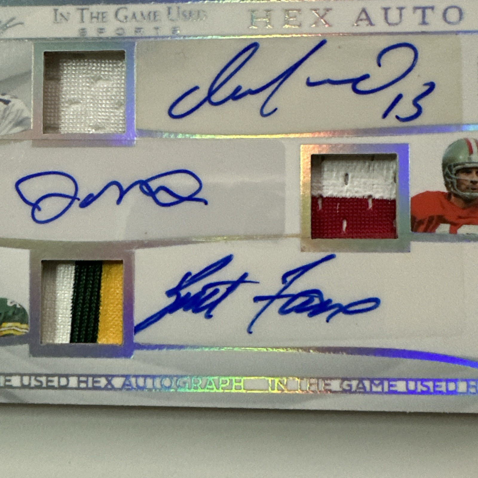 2025 Leaf In The Game Hex 6 Auto Marino Montana Favre Smith Sanders Thomas π₯ view 4