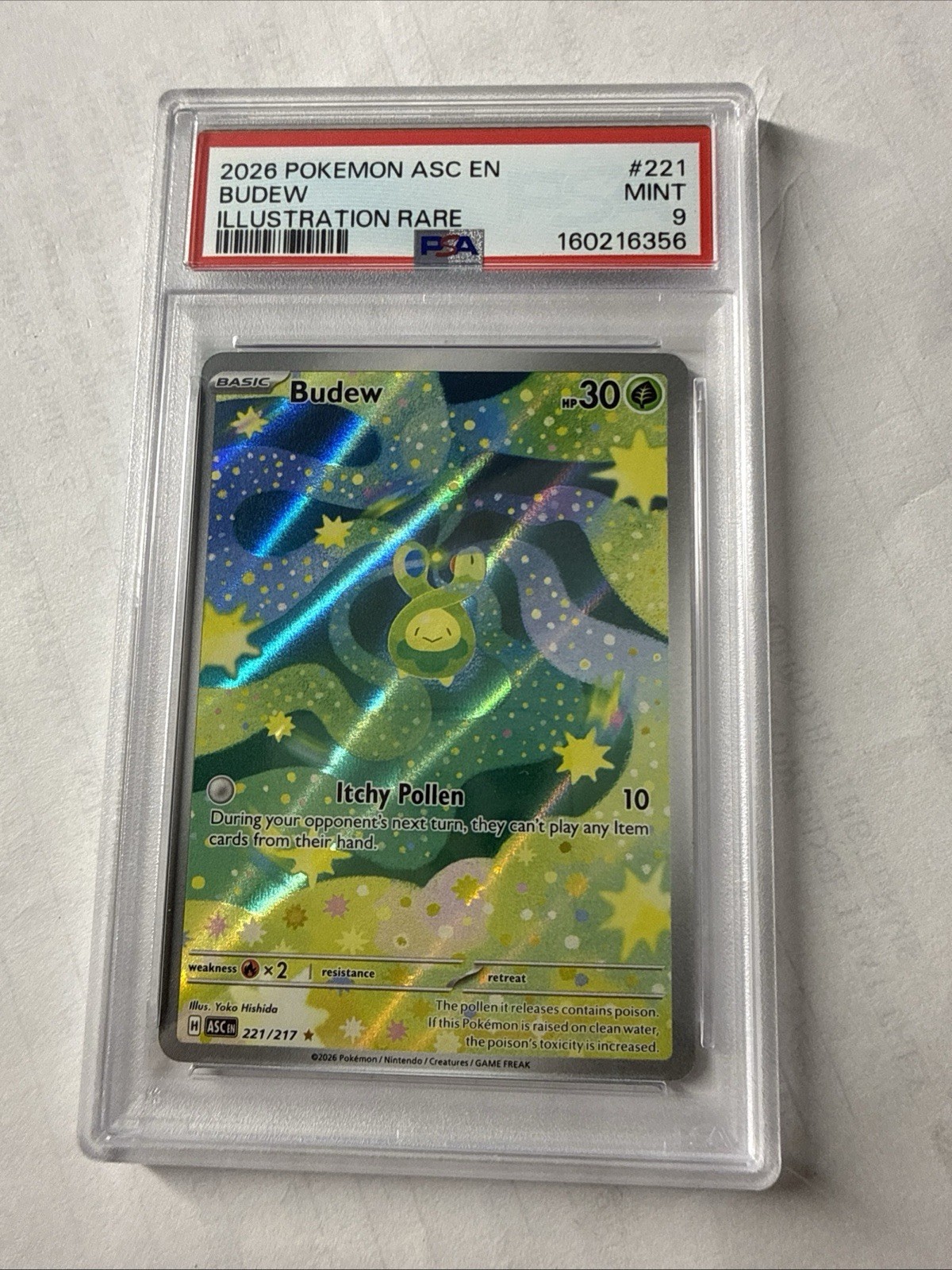 2026 POKEMON ASC EN-ASCENDED HEROES ILLUSTRATION RARE #221 BUDEW PSA 9