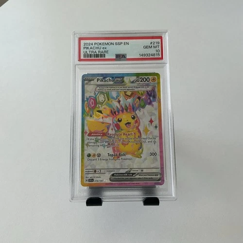2024 POKEMON SSP EN PIKACHU ex ULTRA RARE #219 PSA 10