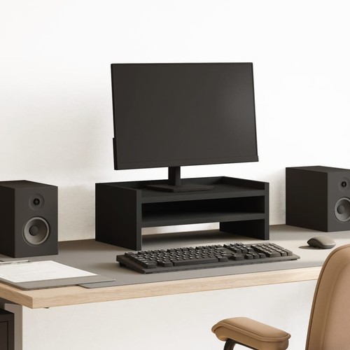Monitorstandaard 100x24x16 cm bewerkt hout betongrijs monitorverhoger vidaXL - Afbeelding 4 van 114
