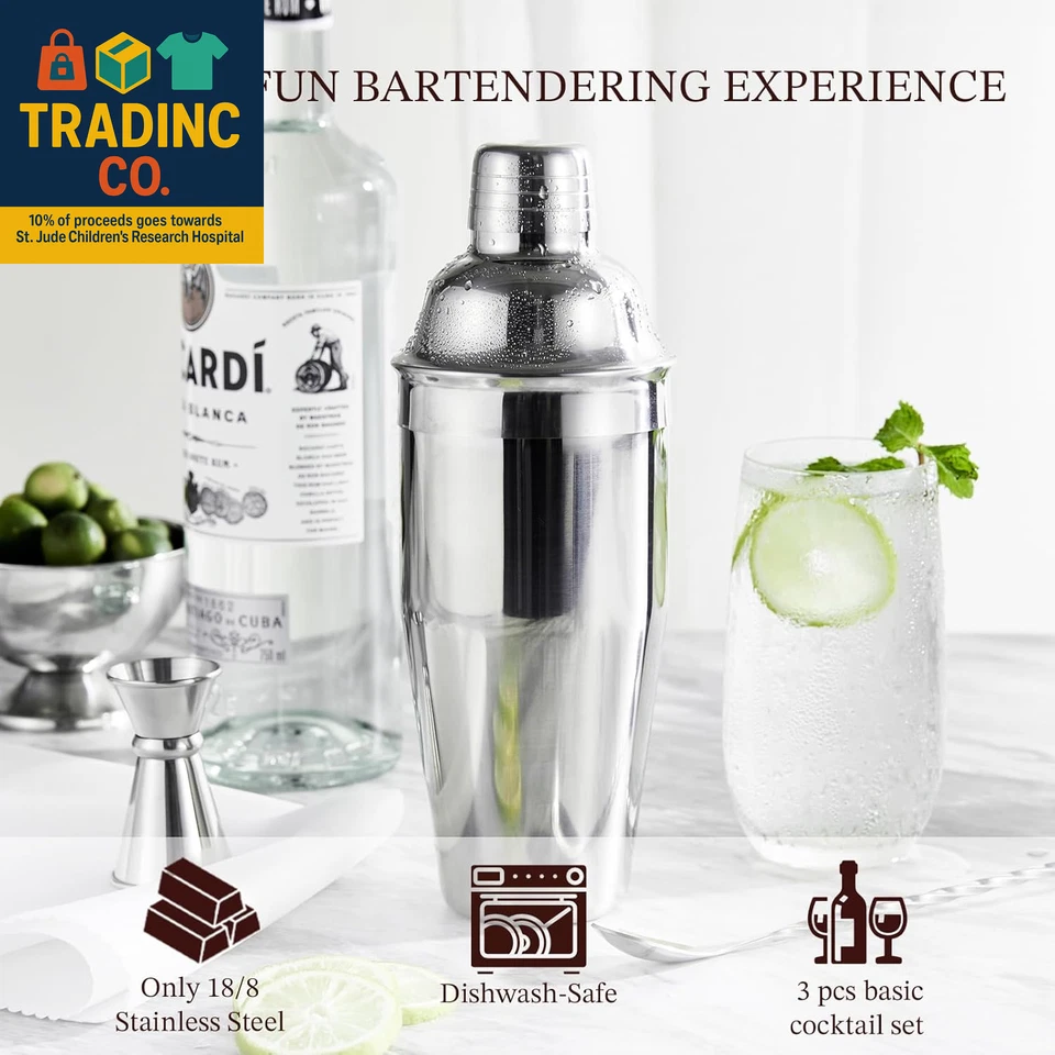 Cocktail Shaker, 24Oz Drink Shaker with Bartender Strainer, Measuring Jigger, B - Image 4 of 4