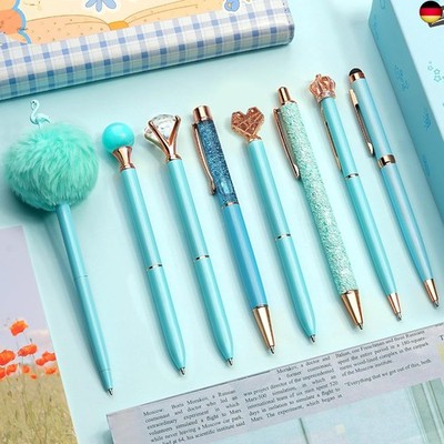 WEMATE 8-teiliges Kugelschreiber-Set, Kugelschreiber Bling für Frauen, Stifte 