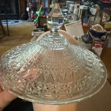 Elegant Glass Candy Dish Cover Top Only Has One Chip On Rim