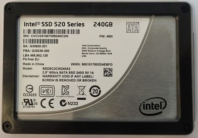 INTEL 240GB 2,5 SSD 520 Series -SSDSC2CW240A3-