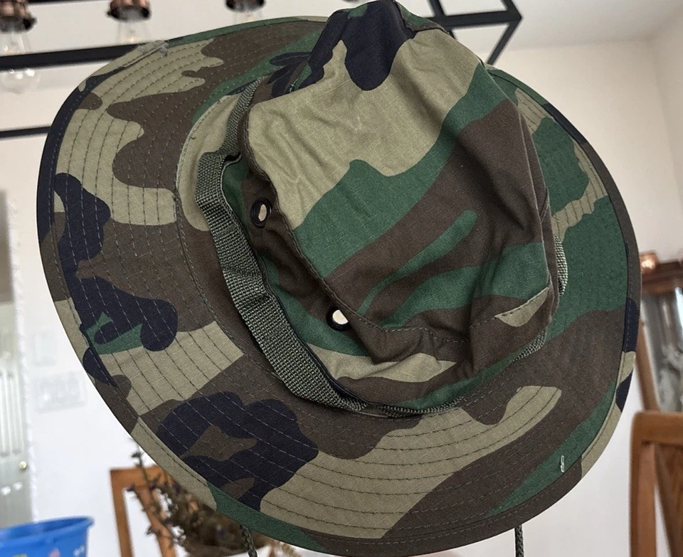 Tactical Woodland Sunhat, Size 7.5, Unknown Brand Military Camo Khaki Outdoors - Image 2 of 4