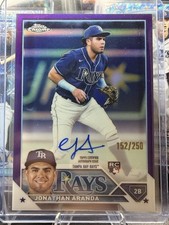 Topps 2023 Chrome Rookie Autographs Jonathan Aranda Rays #RA-JAR Purple /250 