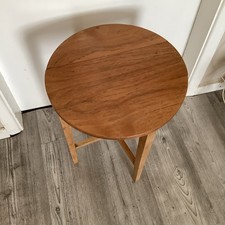 Vintage Poul Hundevad Danish Teak Folding Round Side Table 1960s Scandi MCM 