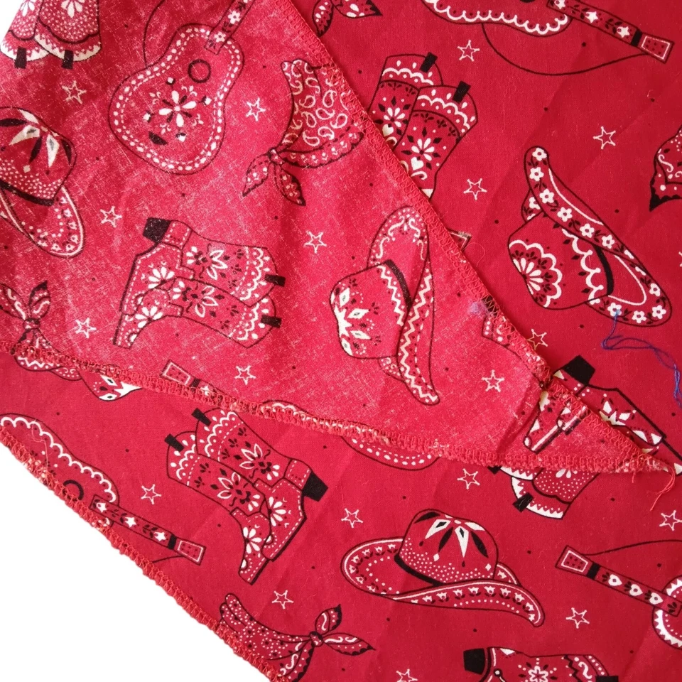 Bandana roja hippy occidental vintage para mujer con estampado de vaquero Foto 4 de 4