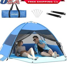 UPF 50 Beach Tent Portable Sun Shelter W/ Ventilated Windows  Storage Pockets
